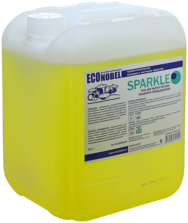 Средство для мытья посуды концентрированное ECOnobel SPARKLE 5 л. — чистящие и моющие средства, ориентир от 1 149 ₽