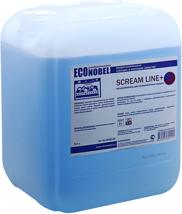 Ополаскиватель для посудомоечных машин ECOnobel SCREAM LINE+ 5 л. — чистящие и моющие средства, ориентир от 1 756 ₽