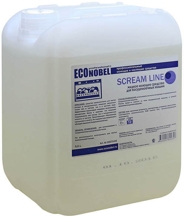 Средство моющее для посудомоечных машин ECOnobel SCREAM LINE 5 л. — чистящие и моющие средства, ориентир от 1 789 ₽