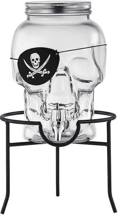 Банка емкость с краном P.L. Barbossa Skull B'Guys Череп 3 л (стекло на металл подставке) — диспенсеры для напитков…