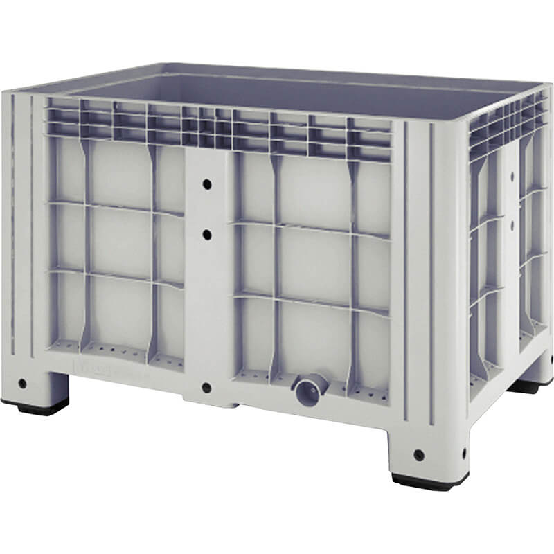Контейнер ТАРА.РУ SDBOX 1208 SS КШ 1200х800х800 мм (сплошной на полозьях) с шаровым краном серый — контейнеры…