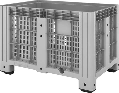 Контейнер ТАРА.РУ SDBOX 1208 PS 1200х800х800 мм (перфорированный на полозьях) серый — контейнеры крупногабаритные, ориентир…