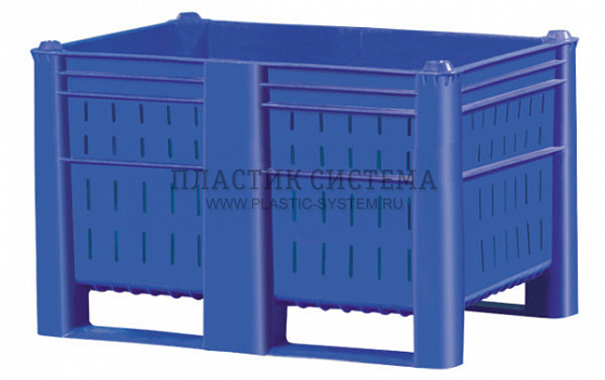 Контейнер ТАРА.РУ Ecoline-485 P 1200х800х740 мм (перфорированный на полозьях) серый — контейнеры крупногабаритные, ориентир…
