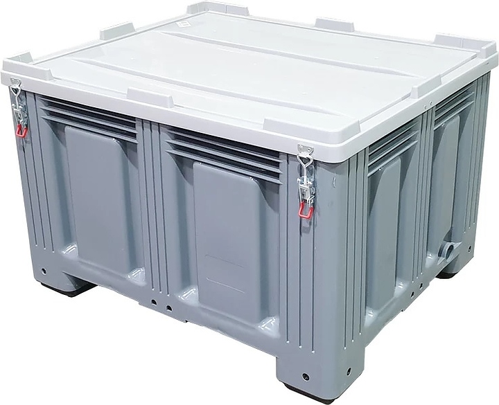 Контейнер ТАРА.РУ TR-Box 1210 S (758) 1200х1000х758 мм (сплошной на ножках) с крышкой серый — контейнеры крупногабаритные…