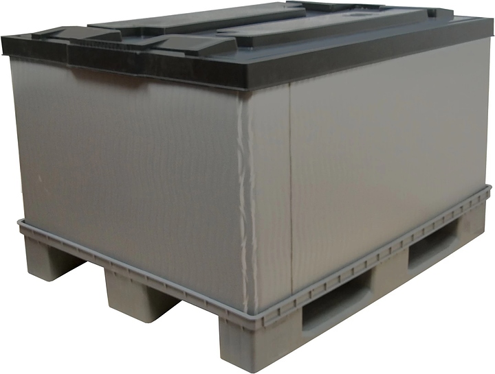 Контейнер ТАРА.РУ P-Box H700 1200х800х860 мм (сплошной) разборный на паллете с крышкой — контейнеры крупногабаритные…