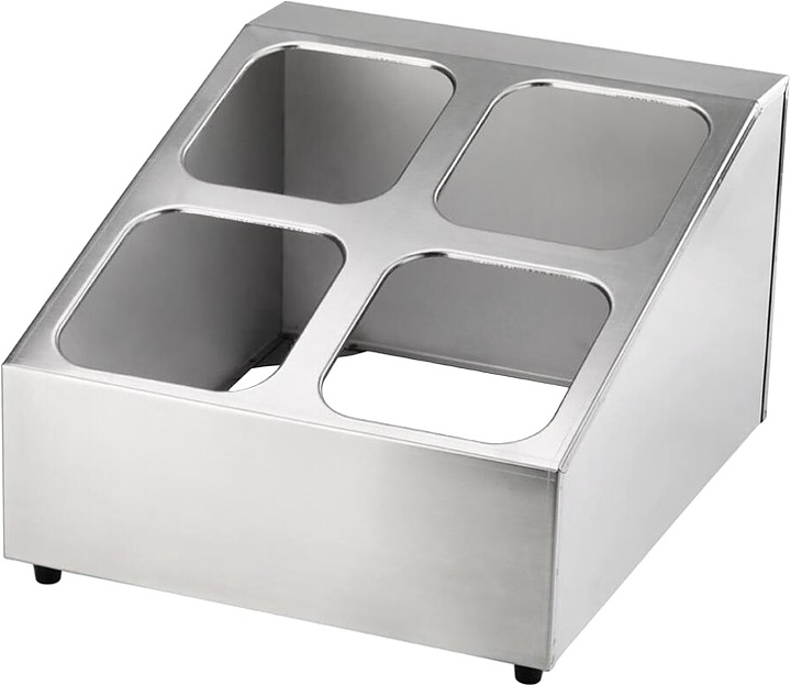 Подставка под гастроемкости P.L. Proff Cuisine GNRK-1624 33,6х40,3х20 см 4 отделения GN1/6 h=100 мм (нерж. сталь) —…