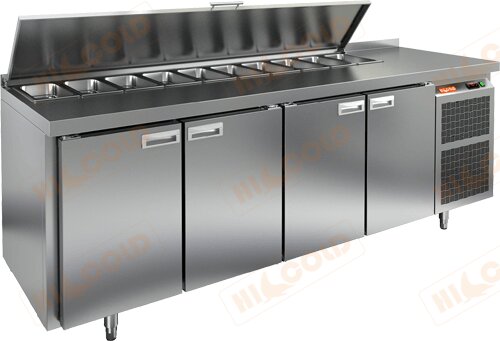 SL1-1111GN (1/3) стол для салатов охл. (+2+10), 4 двери, 2280х700х850мм, HICOLD RUS — барные модули, ориентир от 197 991 ₽