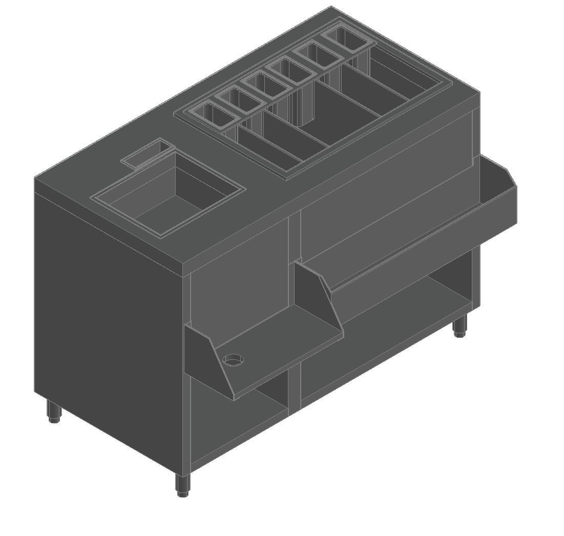 НБМКС-12/6БПК модуль барный коктейльная станция с бортом, теплоизолир. ванна, мойка, полка, карман, 2 ящика (1200х800х850)…