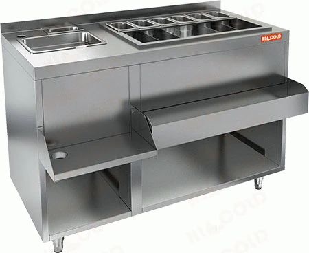НБМКС-12/7БПК модуль барный коктейльная станция с бортом, теплоизолир. ванна, мойка, полка, карман, 2 ящика (1200х900х850)…